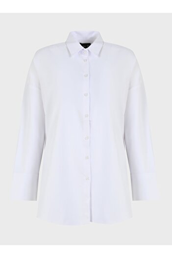 ALİA Plus Size Poplin Shirt - White - Alia
