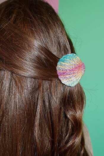 TAKIŞTIR Mixed Color Seashell Figured Glitter Detailed Latch Buckle