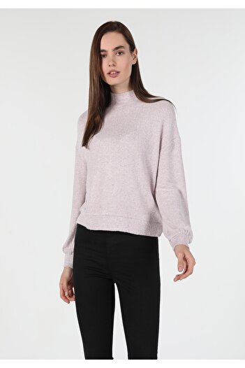 Colin's Regular Fit Half Turtleneck Plain Women Pink Long Sleeve T-Shirt Cl 1055475