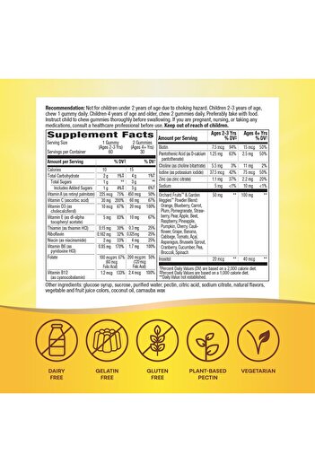 Nature's Way Alive! Kids Multivitamin Gummy, Bone, Eye, Immune Support, 15 Nutrients, Gelatin-Free, 60 Gummies