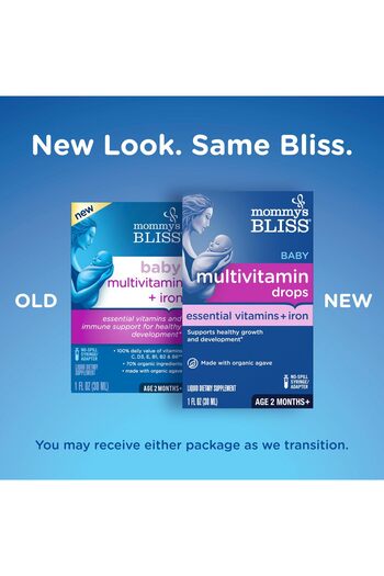 Mommy's Bliss Baby Multivitamin + Iron, Daily Vitamins for Immune Support & Growth, Age 2+, 30 ml Liquid