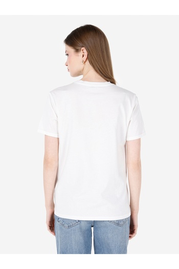 Colin's Regular Fit Round Neck Printed Women's White Short Sleeve T-Shirt
