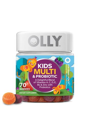 OLLY Kids Multivitamin & Probiotic Gummy, Digestive Support, Vitamins A-D-C-E-B, Zinc, Berry, 70ct