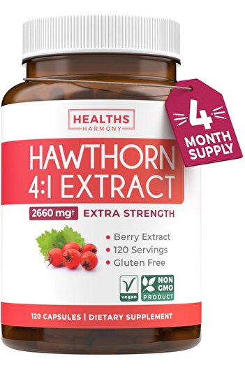 Healths Harmony Hawthorn Berry Capsules - Hawthorn Berry Supplement - Vegan Non-GMO & Gluten Free