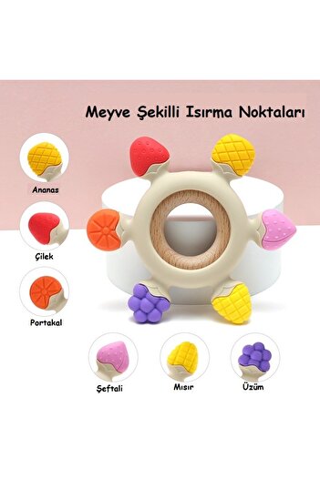tutobaby Bebek Diş Kaşıyıcı Meyve Şekilli Halka Dümen (BEJ RENK DİŞLİK SİLİKON)