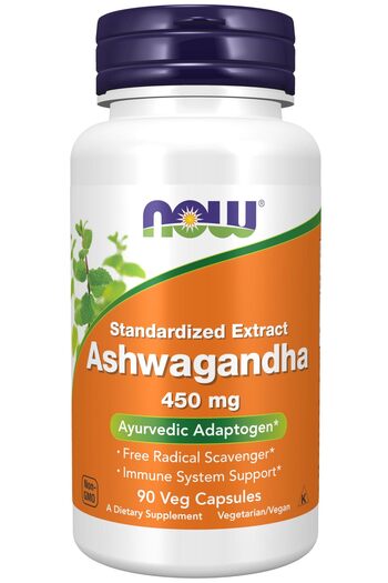 Now Foods Ashwagandha 450 mg (Standardized Extract) for Immune Support, 90 Veg Capsules