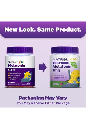 Natrol Kids Melatonin 1mg Gummies, Raspberry-Flavored, 60 Count, 60 Day Supply for Restful Sleep