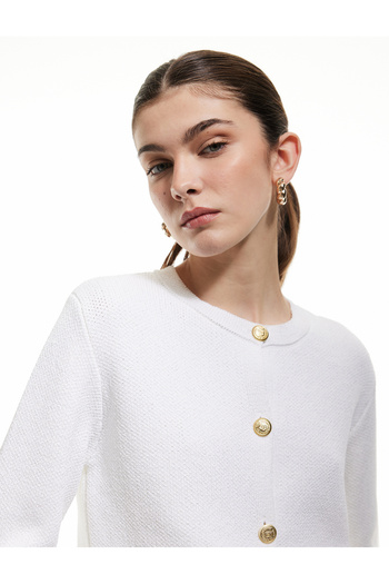 Koton Long Sleeve Buttoned Crew Neck Knitwear Cardigan with Pockets