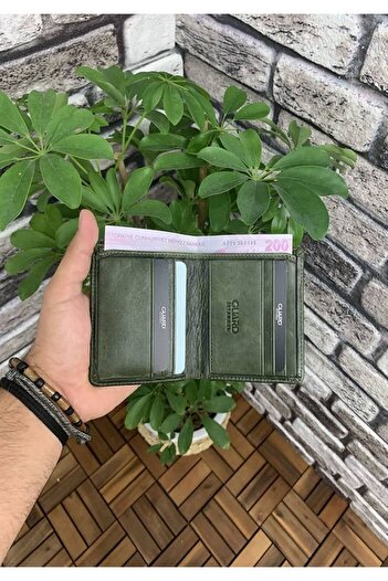GUARD Yeşil Tiguan Crazy Minimal Spor Hakiki Deri Erkek Cüzdanı P705