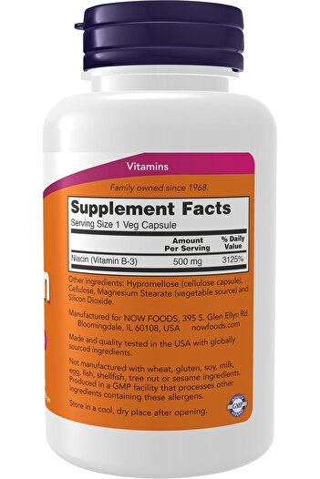 Now Foods Niacin (Vitamin B-3) 500 mg, Essential B-Group Vitamin, 100 Capsules
