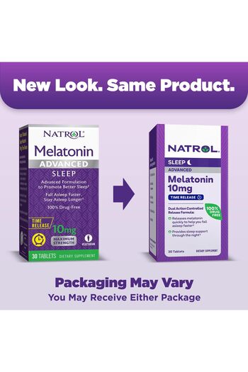Natrol Melatonin Advanced Sleep Tablets with Vitamin B6, 2-Layer Release, 10mg, 30 Count
