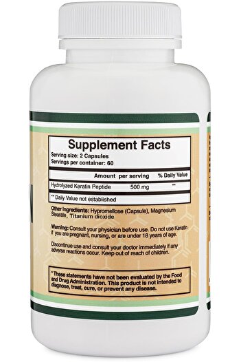 Double Wood Supplements Keratin Hair Growth Vitamin (500mg, 120 Pills) for Men & Women - Vegan Safe by Double Wood