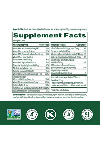 MEGAFOOD Daily Multivitamin for Women & Men - Immune, Bone, Energy - Vegetarian, Non-GMO - 30 Tabs
