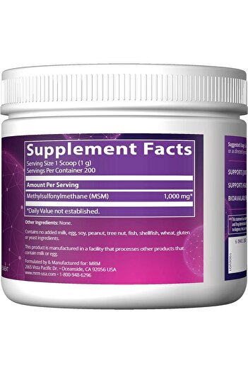 MRM MSM Crystals | Methyl-sulfonyl-Methane Drink Mix | Joint, Hair, Skin, Nails Support | Vegan