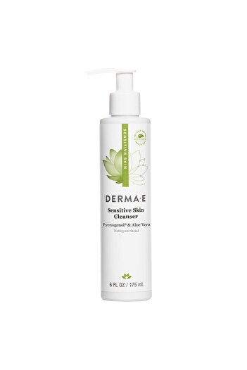 DERMA E Sensitive Skin Cleanser – Gentle, Unscented Face Wash with Pycnogenol & Aloe Vera, 6 fl oz