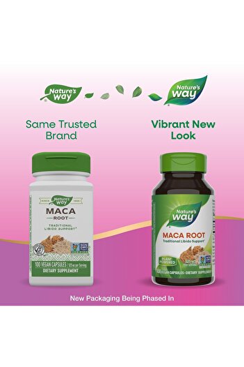 Nature's Way Maca Root, Libido Support*, 525mg, Non-GMO, 100 Vegan Capsules (Packaging May Vary)