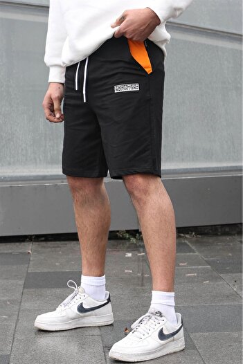Madmext Black Printed Men's Capri Shorts 5487