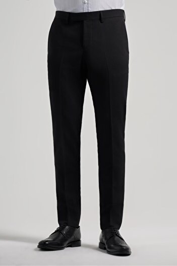 İmza Black Flexible Slim Fit Classic Trousers with Side Pockets 1003250106