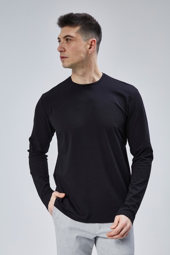 DOSXX İnside 1St Quality Combed Cotton Lycra 0 Collar Men's Long Sleeve Tshirt