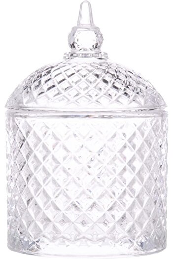 AKDC Glass Sugar Pot L(9CM) XW(9CM) XH(14CM) Transparent
