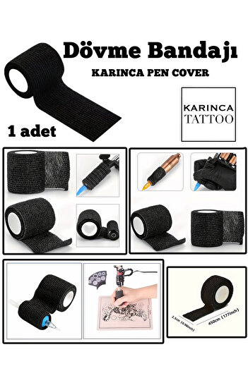 Karınca Tattoo Handpoke Tattoo Επίδεσμος Τατουάζ Ρολό Κάλυμμα Ριγέ Μαύρο
