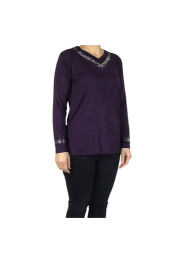 ECE GİYİM 0Women's Yakave Collar Stone Lycra Combed Cotton Blouse