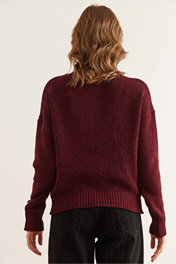 Olalook Claret Red Knitwear Seasonal Sweater - Crew Neck Kzk- 19000969