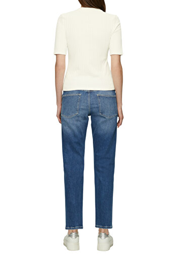 s.Oliver Jersey, Ribbed Fabric, Cotton Blend, Round Neck, Casual, Stretchy
