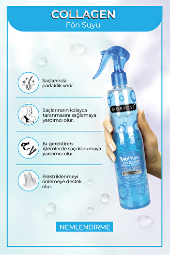 Morfose Double Phase Collagen Containing Blow Dry Water 400 ml - Dry Fragile Hair 3 Pieces