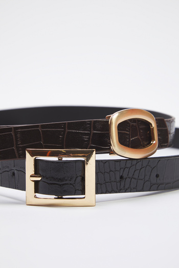 Trendyol Collection Black-Brown 2 Pack Leather Look Women's Belt Twoss25Ke00007