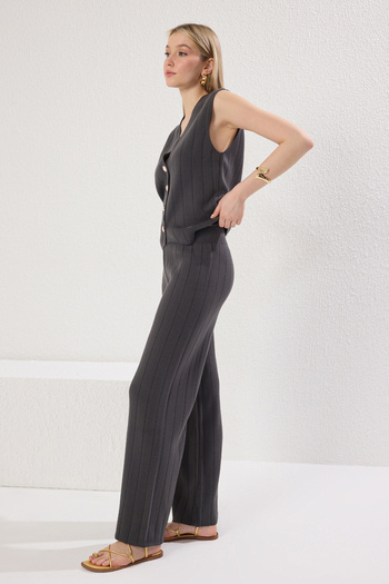 Trendyol Collection Anthracite Knitwear Thin Vest and Trousers Set - Twoss25Au00107