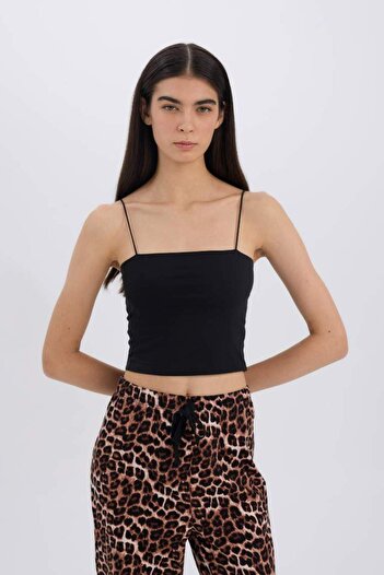DeFacto Crop Pamuklu Siyah Askılı Atlet-fall In Love Y2249az25sp