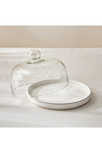 erorex Skyline Mirage Cake Plate with Glass Lid and Stand