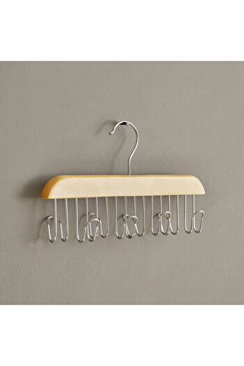 erorex Forest 8-Hooks Belt and Tie Wooden Hanger