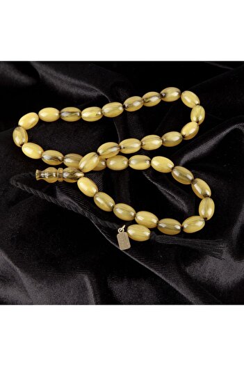 LapisDo Squeeze Amber Beyzi Cut 9X13.5Mm Rosary