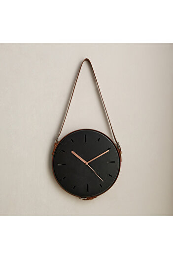 erorex Mido Metal Creative Clock with Leather Strap - 31x5.5x31cm
