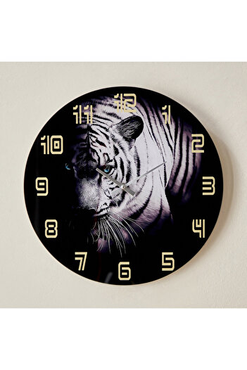 erorex Fero Tiger Clock with Tinted Glass - 38x4.5x38 cm