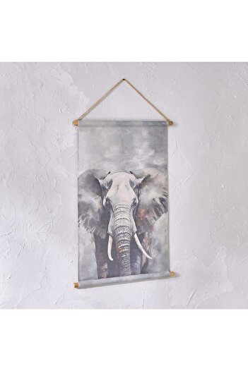 erorex Volga Linen Fir Wood Elephant Tapestry Wall Hanging - 64x92 cm