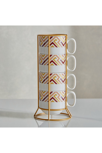 erorex Vivid 4-Piece Mug Set with Stand