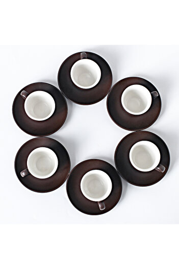 sharpdo 100ml Ceramic Coffee Cup And Saucer Matte Six Cup And Saucer Set