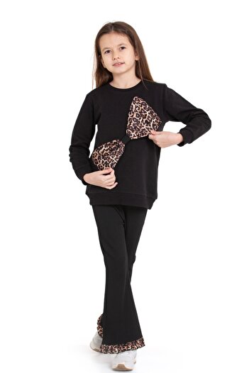 Cici kız Baby Junior New Season Girl's Leopard and Sequin Patterned Children's Set