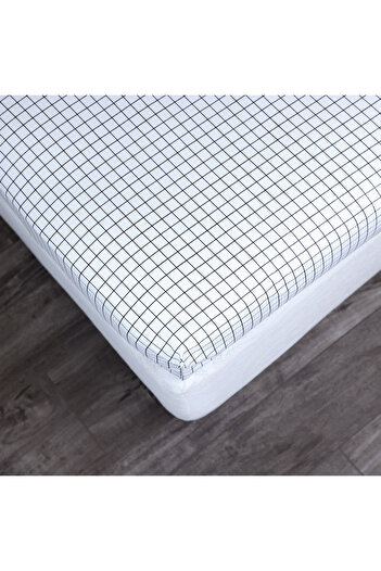 erorex Malta Striped Printed Cotton Single Fitted Sheet - 90x200+33 cm