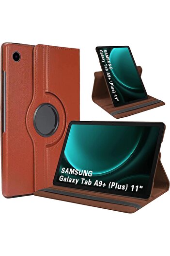 AWH 360 Rotatable Case for Galaxy Tab A9 Plus 11" 2023, Brown Tablet Cover for SM-X210+