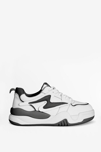 Lufian Genuine Leather Lace-Up Women's Sneaker Black White Shoes