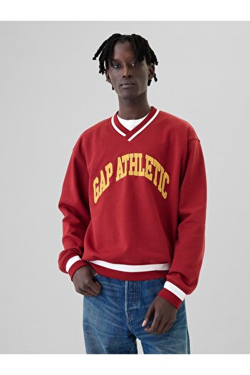 GAP Erkek Kırmızı Atletik Logo Sweatshirt