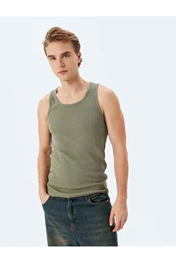 Koton Crew Neck Slim Fit Sleeveless Ribbed Basic Undershirt