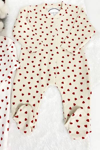 VERONA TARZ Floral Patterned 2-Piece Jumpsuit Set for 1-3-6 Months Baby Girl