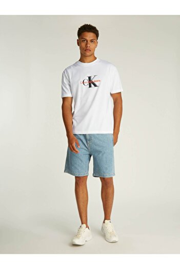 Calvin Klein Calvin Klein Men White Monologo Shift Short Sleeve T-Shirt
