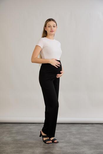 LİYACA Regular Adjustable High Waist Loose Leg Maternity Palazzo Pants
