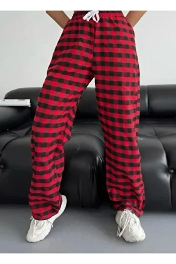 KOTOLOG Y2K Plaid Detail Side Pocket Baggy Sweatpants